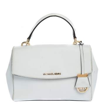 Pre Owned Michael Kors White Leather Small Ava Top Handle Bags