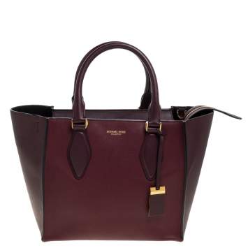 Pre Owned Michael Kors Collection Burgundy Leather Medium Gracie Tote