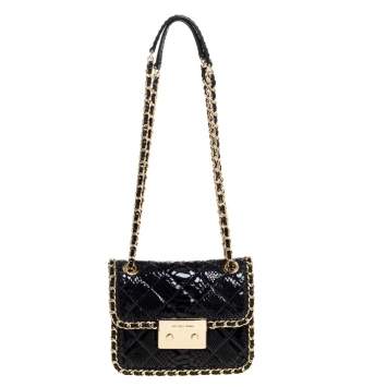 Pre Owned Michael Kors Black Python Embossed Leather Sloan Shoulder Bag