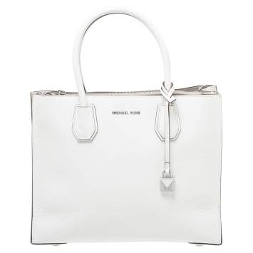 Pre Owned Michael Kors White Leather Mercer Tote