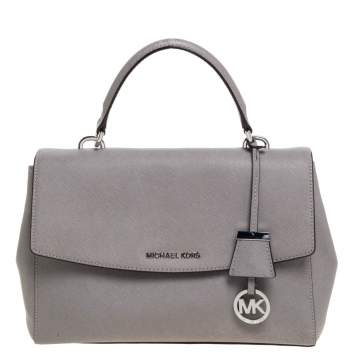 Pre Owned Michael Kors Grey Leather Medium Ava Top Handle Bag
