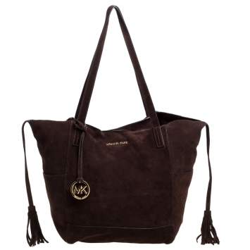 Pre Owned Michael Kors Dark Brown Suede Ashburry Shoulder Bag