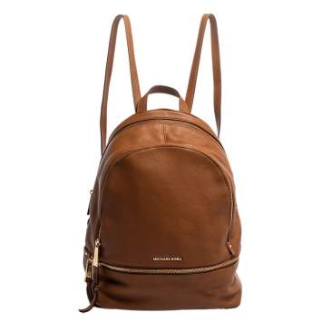 Pre Owned Michael Kors Brown Leather Medium Reazip Backpack