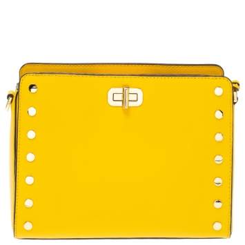Pre Owned Michael Kors Yellow Leather Sylvie Crossbody Bag