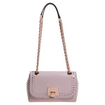 Pre Owned Michael Kors Powder Pink Perforated Leather Hannah Shoulder Bag