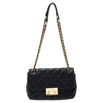 Pre Owned Michael Kors Black Quilted Leather Sloan Shoulder Bag