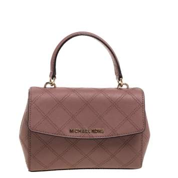 Pre Owned Michael Kors Old Rose Leather Mini Ava Top Handle Bag