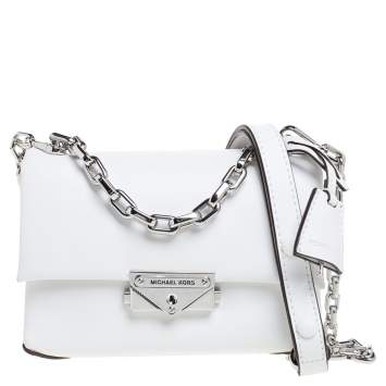 Pre Owned Michael Kors White Leather Extra Small Cece Top Handle Bag