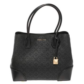 Pre Owned Michael Kors Black Perforated Leather Mercer Tote