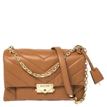 Pre Owned Michael Kors Brown Quilted Leather Sloan Shoulder Bag