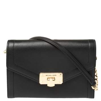 Pre Owned Michael Kors Black Leather Medium Kinsley Shoulder Bag