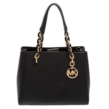 Pre Owned Michael Kors Black Leather Small Cynthia Tote