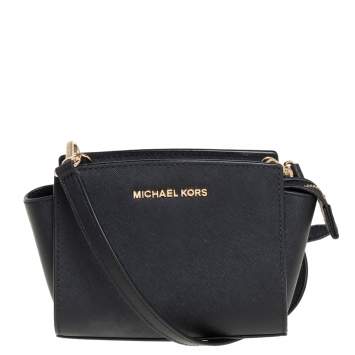 Pre Owned Michael Kors Black Saffiano Leather Mini Selma Crossbody Bag