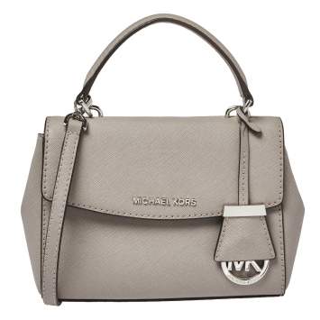 Pre Owned Michael Kors Grey Leather Mini Ava Top Handle Bag