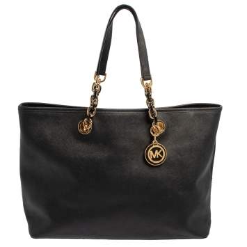 Pre Owned MICHAEL Michael Kors Black Saffiano Leather Large Cynthia Tote 