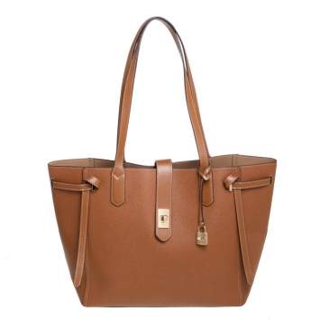 Pre Owned Michael Kors Brown Leather Large Cassie Tote