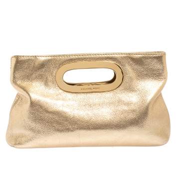 Pre Owned MICHAEL Michael Kors Metallic Gold Leather Berkley Clutch