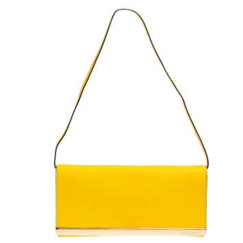 Pre Owned Michael Kors Yellow Leather Tilda Clutch Bag