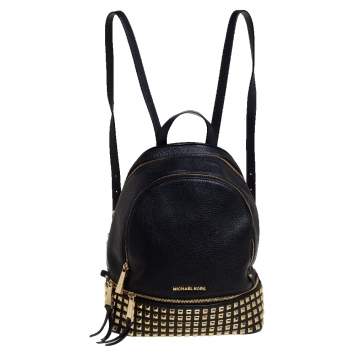 Pre Owned Michael Kors Black Leather Small Studded Rhea Backpack