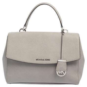 Pre Owned Michael Kors Grey Leather Medium Ava Top Handle Bag