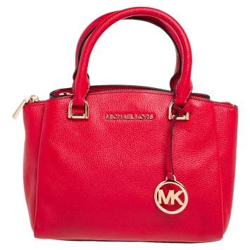 Pre Owned Michael Kors Red Pebbled Leather Small Maxine Satchel