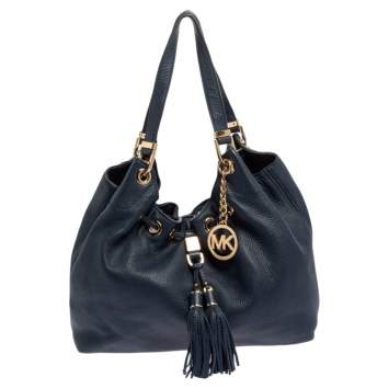 Pre Owned MICHAEL Michael Kors Blue Leather Large Camden Drawstring Shoulder Bag