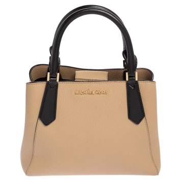 Pre Owned Michael Kors Beige Leather Kimberly Satchel