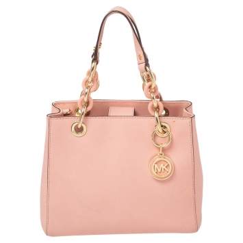 Pre Owned MICHAEL Michael Kors Pink Leather Cynthia Tote