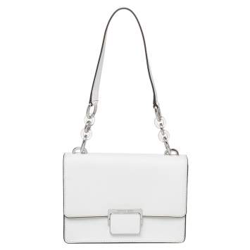 Pre Owned Michael Kors White Leather Small Cynthia Shoulder Bag
