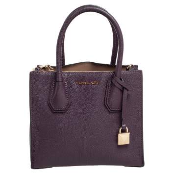 Pre Owned Michael Kors Purple Leather Mercer Tote