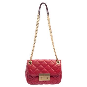Pre Owned Michael Kors Red Quilted Leather Sloan Shoulder Bag
