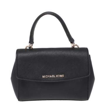 Pre Owned Michael Kors Black Leather Extra Small Ava Crossbody Bag 