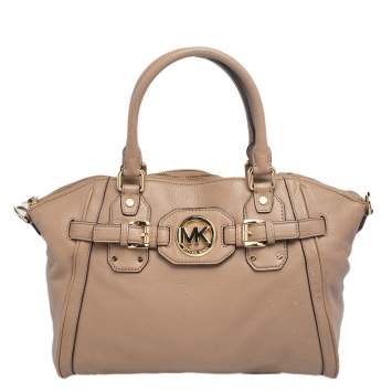 Pre Owned Michael Kors Beige Leather Hudson Satchel