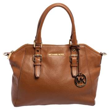 Pre Owned Michael Kors Brown Pebbled Leather Ciara Satchel