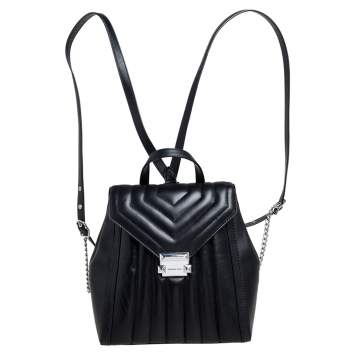 Pre Owned Michael Kors Black Quilted Leather Whitney Backpack
