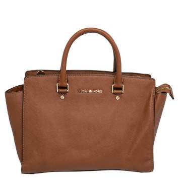 Pre Owned MICHAEL Michael Kors Brown Leather Large Selma Satchel