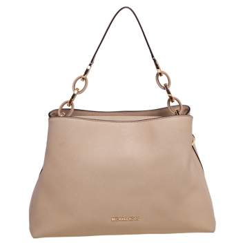 Pre Owned Michael Kors Light Beige Saffiano Leather Large Portia Shoulder Bag