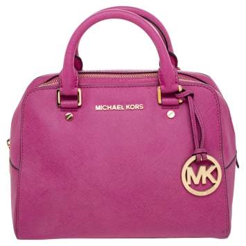 Pre Owned MICHAEL Michael Kors Pink Leather Cindy Dome Satchel
