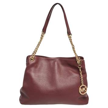 Pre Owned MICHAEL Michael Kors Burgundy Leather Jet Set Chain Shoulder Bag