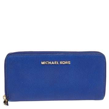 Pre Owned Michael Kors Blue Leather Bedford Continental Wallet