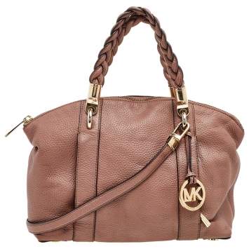 Pre Owned Michael Kors Brown Leather Naomi Braided Handle Satchel
