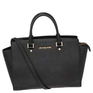 Pre Owned MICHAEL Michael Kors Black Leather Large Selma Satchel
