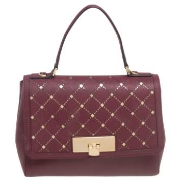 Pre Owned MICHAEL Michael Kors Red Leather Jamey Top Handle Bag