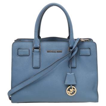 Pre Owned MICHAEL Michael Kors Blue Saffiano Leather Dillon Shoulder Bag