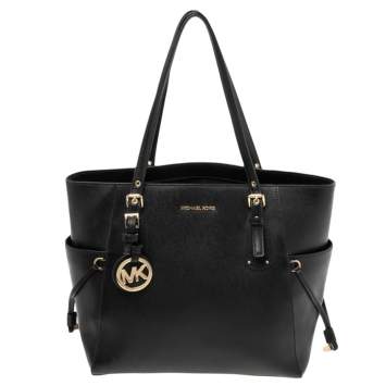 Pre Owned Michael Kors Black Leather Voyager Tote