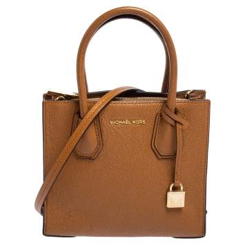 Pre Owned Michael Kors Brown Leather Mini Mercer Tote