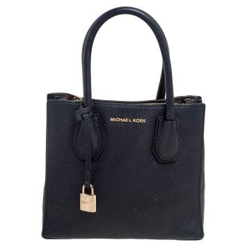 Pre Owned Michael Kors Black Leather Mini Mercer Tote