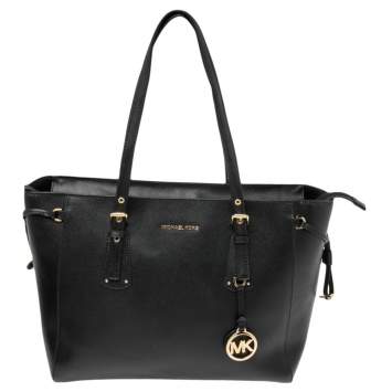 Pre Owned Michael Kors Black Leather Voyager Tote 