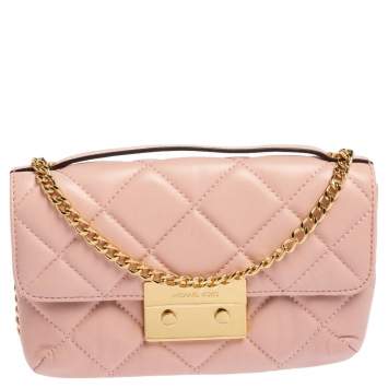 Pre Owned Michael Kors Pink Quilted Leather Small Sloan Crossbody Bag 