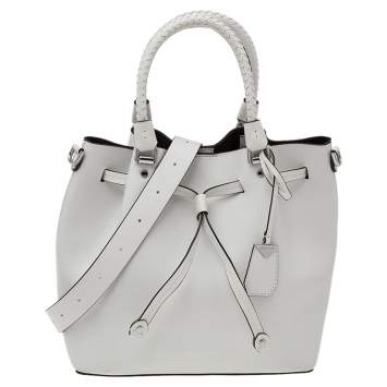 Pre Owned Michael Kors White Leather Medium Blakely Bucket Shoulder Bag